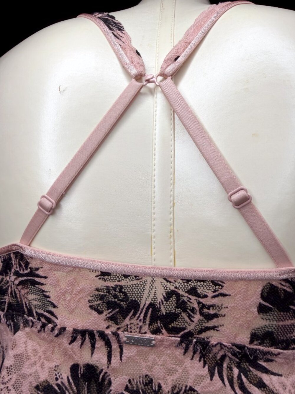 Victoria's Secret PINK Palm Print Lace Halter Bralette Lattice L - Picture 3 of 8